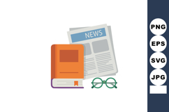 Book newspaper and eyeglasses flat vector icon for reading e Product Image 1