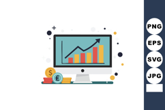 Financial growth chart on computer screen with dollar and po Product Image 1