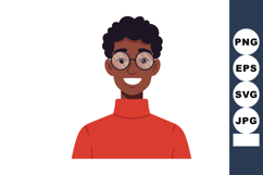 Young man with glasses smiling wearing red turtleneck sweate Product Image 1