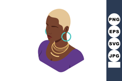 Woman with blonde hair wearing blue earrings and gold neckla Product Image 1