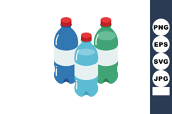 Plastic Bottles Group with Blue Green Colors and Red Caps Ve Product Image 1