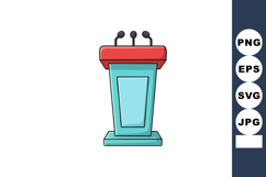 Conference podium with three microphones in simple flat vect Product Image 1