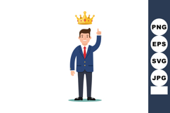 Businessman with crown above head pointing up confident lead Product Image 1
