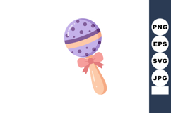Baby rattle toy with purple and pink colors decorated with b Product Image 1