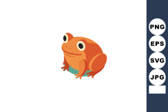 Cartoon style frog bright orange amphibian vector art colorf Product Image 1