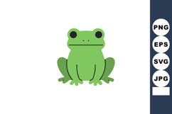 Green frog sitting flat with simple design cute amphibian an Product Image 1
