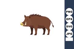 Wild boar animal vector illustration with brown fur and tusk Product Image 1