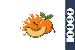 Orange fruit character with melon slice and juice splash pla Product Image 1