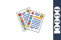 Two colorful smiling face checklist papers with list items a Product Image 1