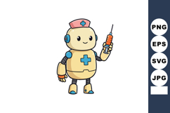 Robot nurse holding syringe healthcare technology medical ca Product Image 1