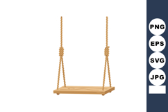 Wooden swing with rope hanging simple natural playground equ Product Image 1
