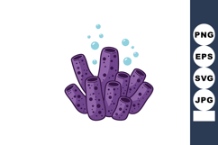 Purple coral reef underwater marine life illustration with b Product Image 1