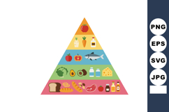 Food pyramid illustration with vegetables fruits dairy meat Product Image 1