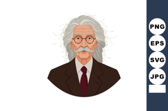 Elderly man with white hair mustache and glasses in brown su Product Image 1