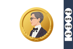 Mature woman profile portrait with glasses and tuxedo on gol Product Image 1