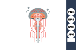 Jellyfish vector illustration with pink and gray colors in s Product Image 1