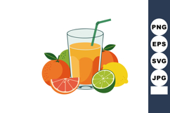 Glass of orange juice with citrus fruits including lemon lim Product Image 1