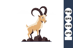 Mountain goat standing on rocks with curved horns vector ill Product Image 1
