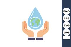 Hands holding water drop with earth globe inside eco conserv Product Image 1