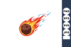Meteor with fiery orange red flames falling with blue trail Product Image 1
