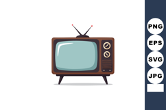 Retro television set with antennas vintage style brown and b Product Image 1