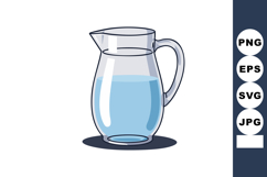Glass pitcher filled with light blue water simple vector ill Product Image 1