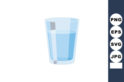 Glass of Water Illustration with Blue and Transparent Colors Product Image 1