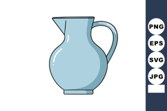Blue ceramic pitcher with handle and spout vector illustrati Product Image 1