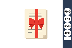 Gift wrapped document with red ribbon and bow vector illustr Product Image 1