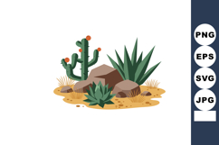 Desert plants with cactus and agave succulent rocks and dry Product Image 1