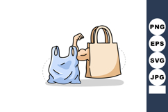 Reusable shopping bag with strong muscular arm illustration Product Image 1