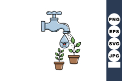 Greywater Reuse Concept with Water Tap and Potted Plants Ill Product Image 1