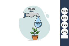 Greywater reuse water conservation concept with faucet and p Product Image 1