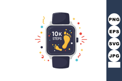 Fitness tracker smartwatch showing 10k steps with colorful c Product Image 1