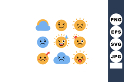 Weather and sun emoticons with various facial expressions in Product Image 1