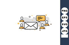 Email communication concept with group of people and chat bu Product Image 1