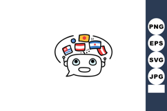 Robot Head Thinking With Multiple International Flags Above Product Image 1