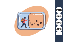 Tiny hiker exploring coffee cup with beans vector illustrati Product Image 1