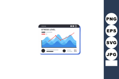 Stress level monitoring graph with blue mountain shapes and Product Image 1