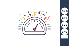 Speedometer gauge showing fast speed with colorful confetti Product Image 1