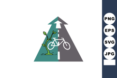 Bicycle eco friendly green plant arrow road vector illustrat Product Image 1