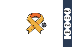 Orange Awareness Ribbon with Virus Symbol Representing Disea Product Image 1