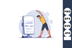 Person Stretching Next to Mobile Phone Displaying Analytics Product Image 1