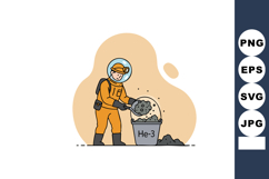 Miner collecting helium 3 mineral resource in space suit vec Product Image 1