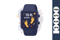 Smartwatch fitness tracker showing 10k steps with colorful c Product Image 1