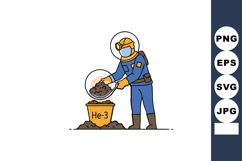 Astronaut in space suit handling helium 3 soil sample for sc Product Image 1