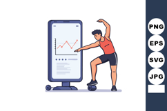 Man Exercising Balance on Rollerboard with Digital Fitness D Product Image 1