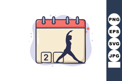 Yoga pose silhouette on red calendar date illustration for w Product Image 1