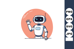 Friendly waving robot illustration with blue and white color Product Image 1