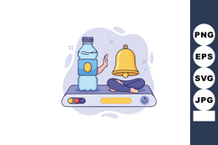 Water Bottle and Bell on Digital Scale Illustration with Sto Product Image 1